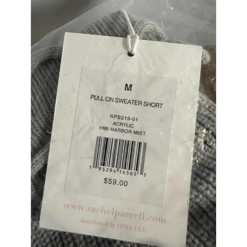 NWT Rachel Parcell Pull On Sweater Shorts Harbor Mist Gray Drawstring Size M - Picture 5 of 5
